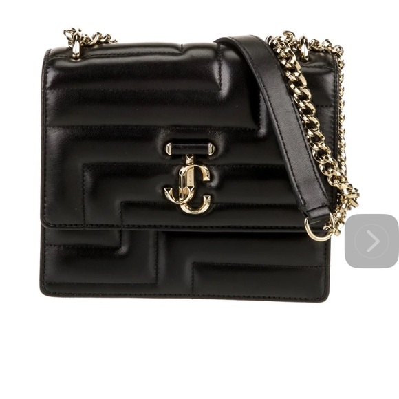 Jimmy Choo Leather Avenue Quad quilted shoulder bag Black Leather, Gold, New - Picture 3 of 13